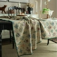 thumbnail image 4 of French tablecloth rectangular - plant-style floral printed jacquard fabric dining table, decorated with retro green flowers, 4 of 9