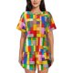 thumbnail image 1 of Fotbe Colorful Plastic Blocks Pattern Conjunto de Pijama Estampado para Mujer, 2 Piezas, Ropa de Dormir con Camiseta de Manga Corta y Shorts Suaves-X-Large, 1 of 6