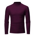 thumbnail image 4 of Jalioing Fall Winter Basic Shirt for Men Mock Neck Long Sleeve Solid Color Slim Tops Soft Casual Undershirts, 4 of 5