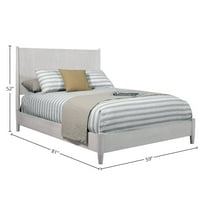 Alpine Furniture Flynn Mid Century Modern Full Size Panel Bed, Gray