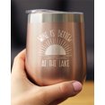thumbnail image 3 of Wine is Better at the Lake - Insulated Wine Tumbler with Sliding Lid - Lakehouse Gifts - Rose Gold 12oz, 3 of 3
