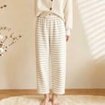 thumbnail image 6 of Women's Stripe Pajama Pants Casual Elastic Waist Loose Wide Leg Lounge Bottoms Comfy Casual Breathable Everyday Wear, 6 of 7