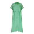 thumbnail image 4 of Dress for Women Short Sleeve Lapel Button Casual Printed Striped Dresses Green S, 4 of 6