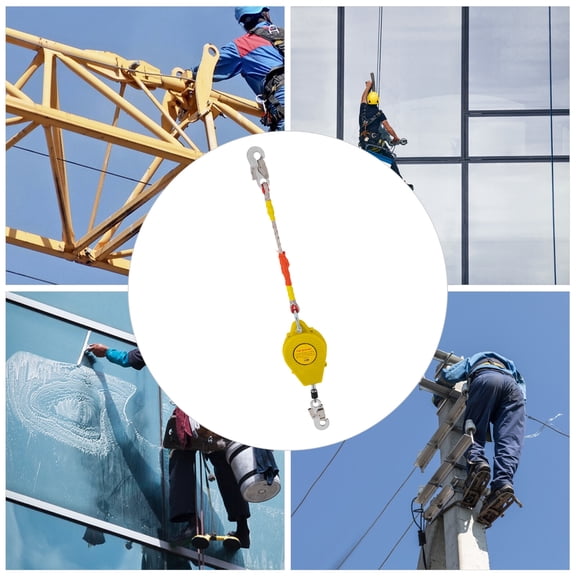 Heavy Duty Safety Fall Arrester 330lbs Self-Locking Dual Disc Brake 49ft Rope Length Heat Resistant 356°F OSHA Compliant for Construction & Industrial Use