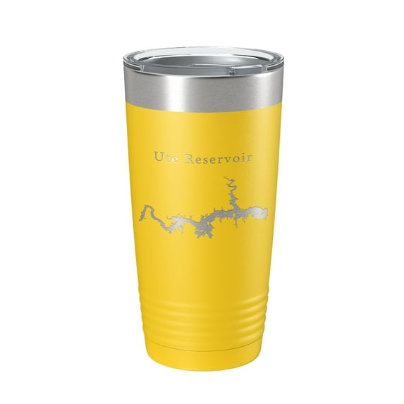 Ute Reservoir Tumbler Lake Map Travel Mug Insulated Laser Engraved Coffee Cup New Mexico 20 oz Yellow