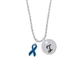 thumbnail image 2 of Delight Jewelry Silvertone Blue Ribbon Silvertone Script Initial Disc - I - Charm Necklace, 20"+3", 2 of 4