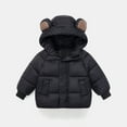 thumbnail image 2 of Baby Coat Boys Girls Solid Color Thick Down Hooded Jacket Zipper Windproof Coats With Pockets Cute Bear Ears Warm Snowsuit Fall And Winter Outdoor Outwear, 2 of 4