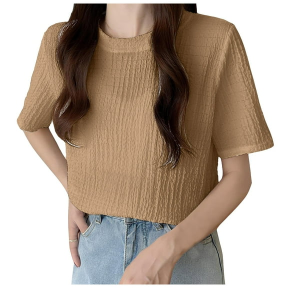 Women's Summer Tops Short Sleeved T Shirts Loose Thin Round Neck Cool 4 Colors Plain Comfortable Commuting Casual Office