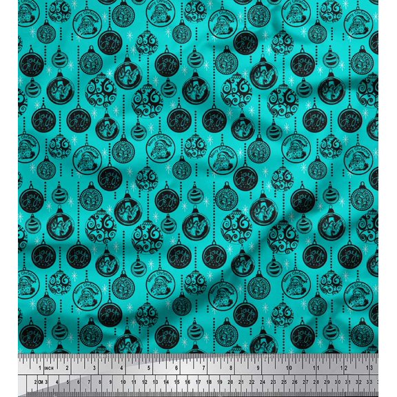 Soimoi Green Velvet Fabric Hanging Balls Home Decor Decor Fabric Printed Yard 58 Inch Wide