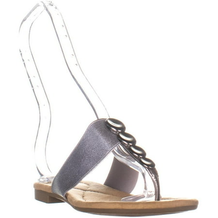 Womens A35 Henii Flat Thong Sandals, Pewter, 5.5 US