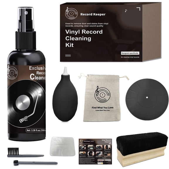 Vinyl Record Cleaning Kit, Removes Dust, Dirt and Grease, Protects Fine Grooves and Restores Sound Quality