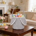 thumbnail image 2 of AURIGATE Easter Bunny Ear Corduroy Basket, 8.85×9.05in Cotton Easter Treat Bag with Handle, Easter Egg Hunt Bucket for Kids, Spring Holiday Party Favor & Gift Giving, 2 of 6