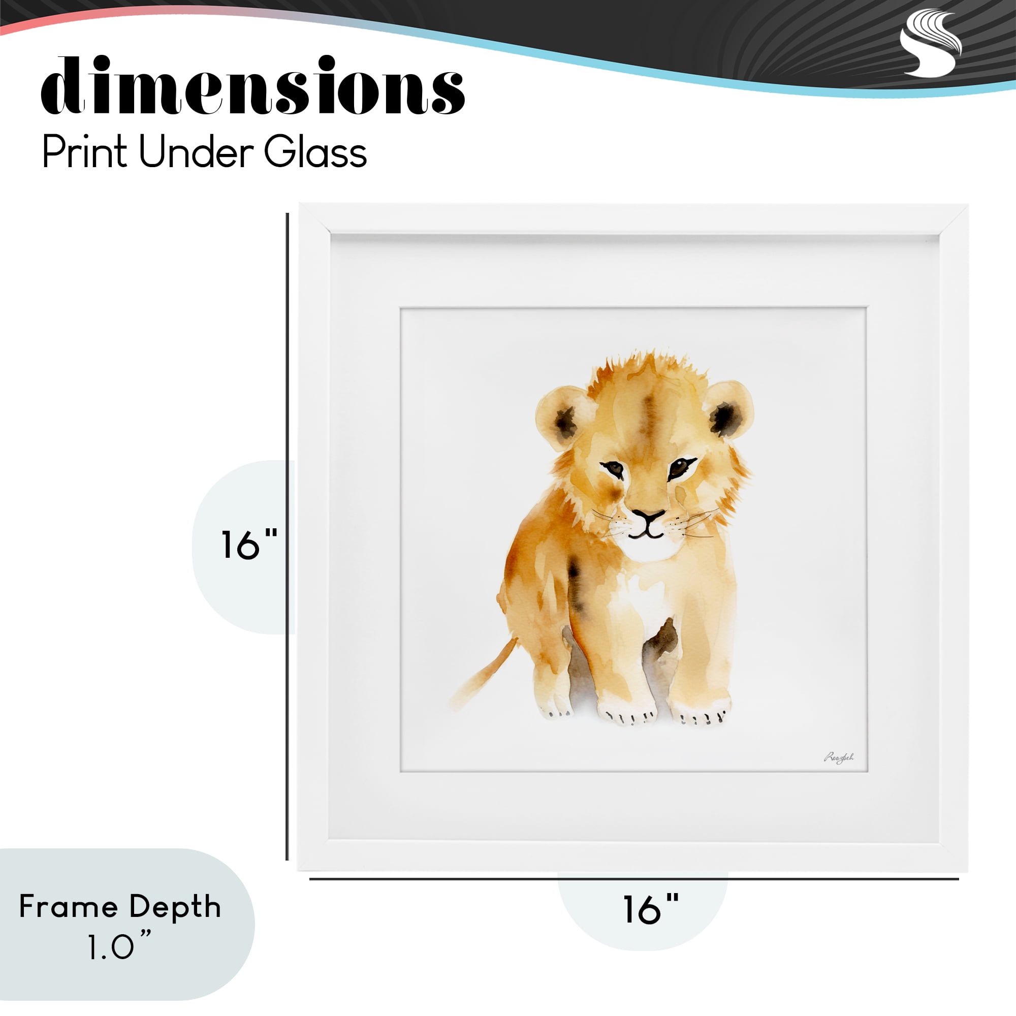 Stupell Industries Minimal Lion Cub White Framed Print Under Glass, design by Roozbeh