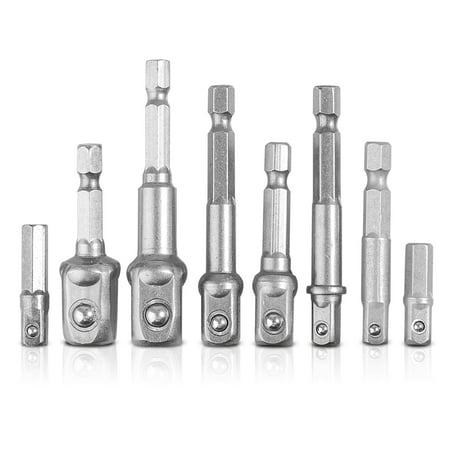 Hex Adapter Set - EEEkit 8-pack Socket Adapter Set, Quick Change Chuck Socket Adapter Hex Shank to 1/4