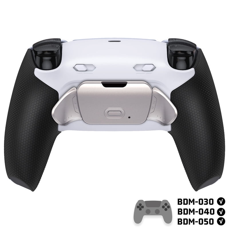 eXtremeRate RISE Plus MAX RMB Back Paddles Kit with Clicky Trigger Stops & Rubberized Grip for PS5 Controller BDM-030 040 050, Remappable Real Metal Back Buttons Kit for PS5 Controller – White Black