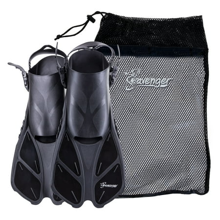 - Seavenger Swim Fins / Flippers with Gear Bag for Snorkeling & Diving, Perfect for Travel Black L/XL