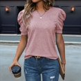 thumbnail image 2 of Suéter de Corta Abullonada para Mujer, Blusas de -Verano 2025, Ropa Informal de Negocios, Blusa de Punto con Cuello Redondo, Talla XL, Rosa, 2 of 4