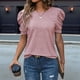thumbnail image 2 of Suéter de Corta Abullonada para Mujer, Blusas de -Verano 2025, Ropa Informal de Negocios, Blusa de Punto con Cuello Redondo, Talla XL, Rosa, 2 of 4