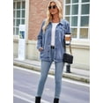 thumbnail image 3 of Women'S Oversized Button Up Shacket Long Sleeve Pockets Denim Jean Jacket Light Blue M, 3 of 8