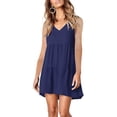 thumbnail image 1 of Femmes Été Tunique Robe V Cou Décontractée Fluide Swing Shift Robes, 1 of 4