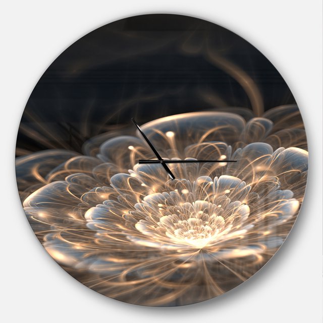 Designart 'Fractal Flower with Golden Rays ' Modern wall clock