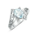thumbnail image 6 of RYLOS Rings for Women Sterling Silver Greek Key Designer Ring 9X7MM Gemstone & Diamond Ring March Aquamarine Jewelry Size 9, 6 of 7