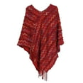 thumbnail image 2 of Foulard Rouge pour Femmes Poncho à Franges avec Franges Châle Tricoté Foulard Frangée Chandail Cape Cadeaux pour Femmes Chandail Ourlet à Franges Cape Châle, 2 of 4