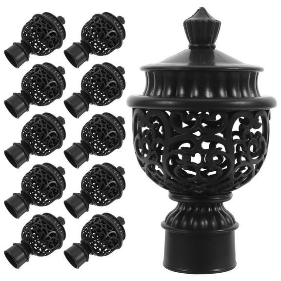 HONITANO 12Pcs Curtain Rod Plastic Finials Hollow Design for Home Decor