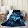 thumbnail image 2 of Erosebridal Race Car Throw Blanket Twin 60x80,Neon Lights Sports Car Fuzzy Blanket Extreme Sport Vehicles Fleece Flannel Blanket Speed Racing Car Plush Bed Blanket Soft Warm,Blue, 2 of 4