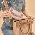 thumbnail image 3 of Montana West Wristlet Wallet for Women Western Floral Tooled Cowhide Large Trifold Purse with ID Window, Pink, 3 of 6