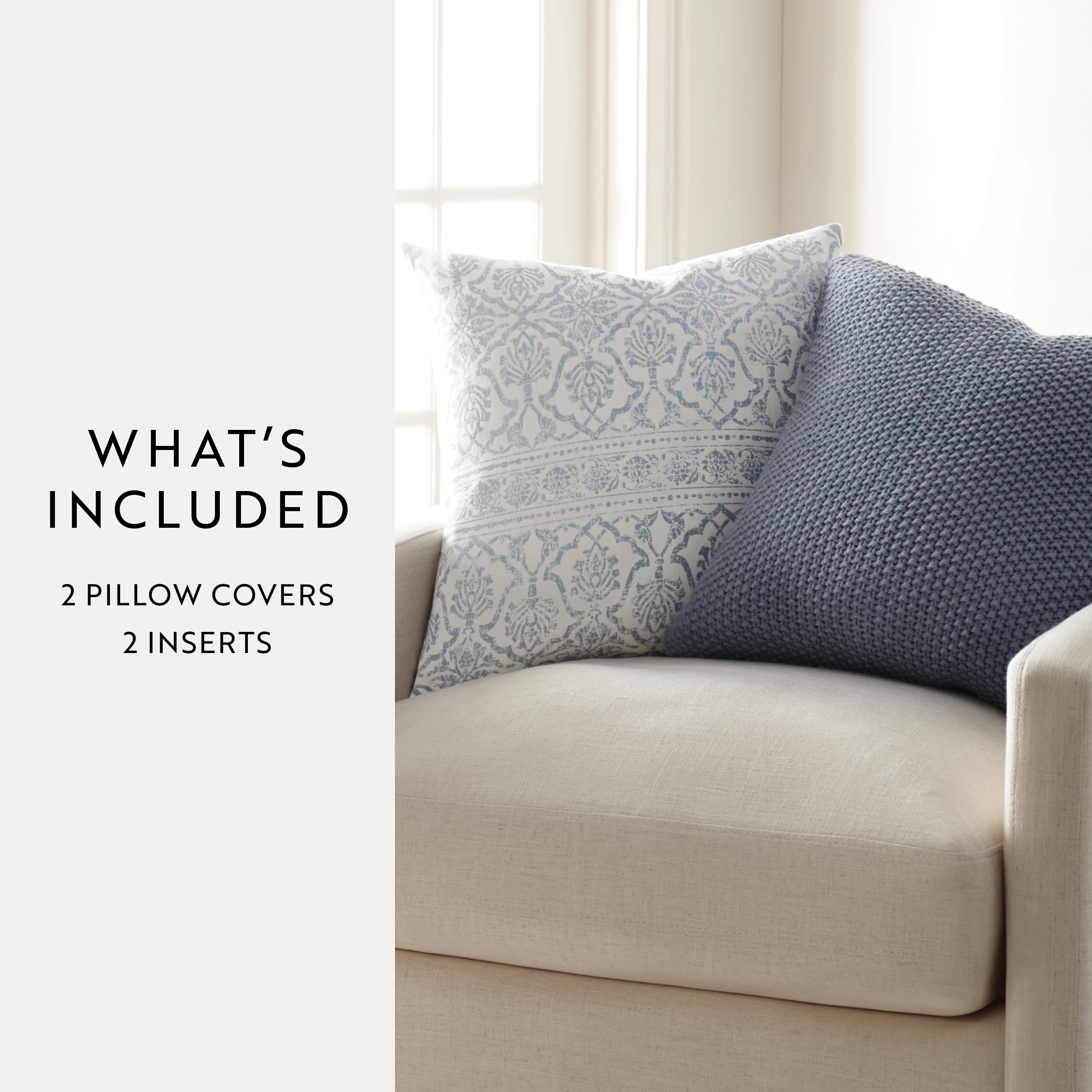 Noble Linens 2-Pack Seed Stitch Knit and Cotton Patterned Decor Throw Pillows - Stone