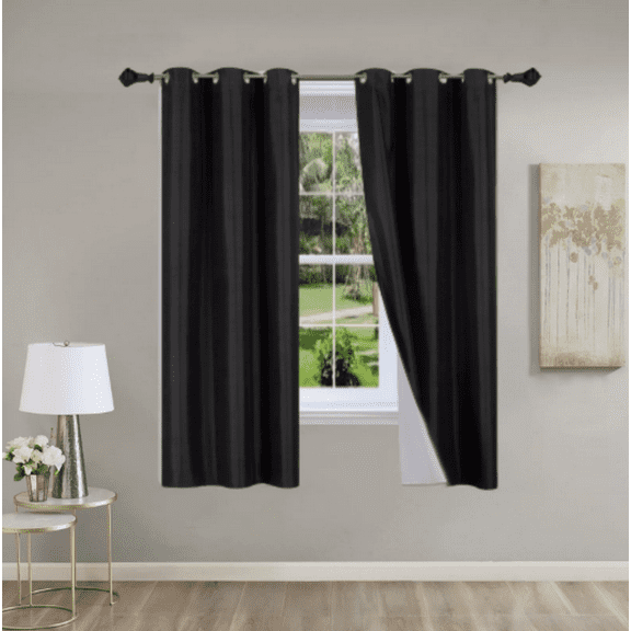 2PC Insulated Foam Lined Heavy Thick Blackout Grommet Window Curtain Panels - 35" wide x 63" length