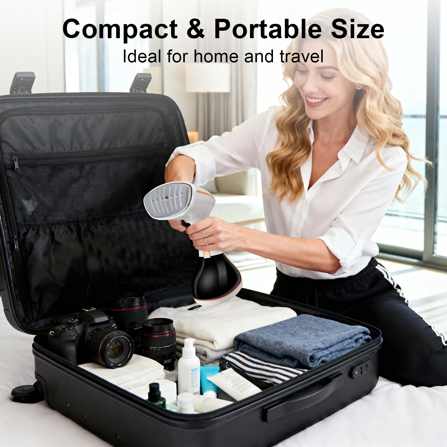 Steamer for Clothes, 1500W Fast Heat-up Clothes Steamer Handheld Garment Steamer with 3 Steam Settings, 320ml Water Tank with Cord, Portable Travel Steam Iron for Removes Wrinkle Safe on All Fabric