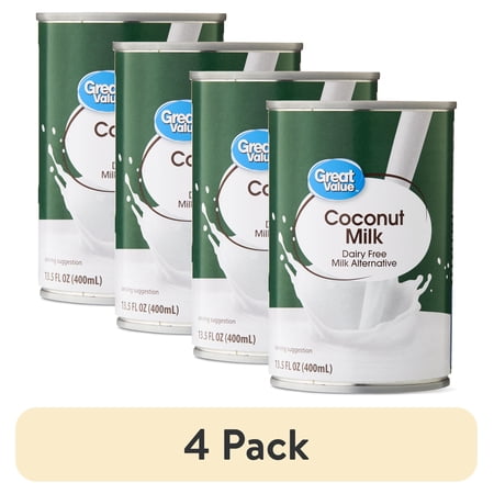 (4 pack) Great Value Coconut Milk, 13.5 fl oz, Can