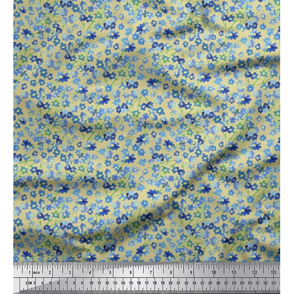 Soimoi Rayon Fabric Flower Watercolor Fabric Prints by Yard 42 Inch Wide