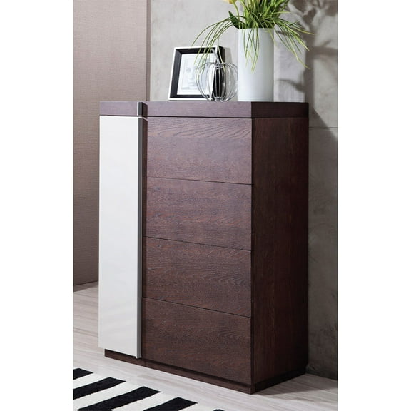 Modern Dual Tone Chest with Four Spacious Drawers, Brown and White- Saltoro Sherpi