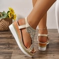 thumbnail image 5 of Viluyesy Womens Wedge Sandals, Peep Toe Ankle Strap Thick Sole Rhinestone Comfort Fashion Dress Shoes White US9.5, 5 of 9