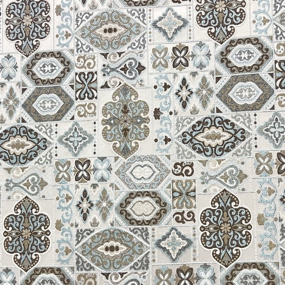 Decora Furnishings 54-Inch Jacquard Furnishing Fabric, Hamadan Inspired Persian Rug Design, Luxurious Classic, Blue, By the Yard