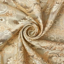 Floral Bouquet Damask Extra Wide Metallic 110" Heavyweight Upholstery Jacquard Polyester Fabric By The Yard (Beige, 5 Yards)