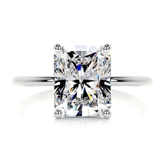 Veda Jewel 1.76 Ct Lab-Created Diamond Solitaire Ring - 14K White Gold Plated Brilliant Radiant Cut Engagement Ring for Women - Classic Wedding Ring with Prong Setting - Thoughtful Gift