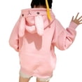 thumbnail image 1 of WZXFASHION Chandails en Molleton Décontractés pour Femmes à Capuche Oreilles de Lapin Mode Automne Manches Longues Chandails en Molleton Décontractés à Cordon jusqu'à 50 % de Réduction Chandail à Capuchon Athlétique à Fermeture Éclair, 1 of 8