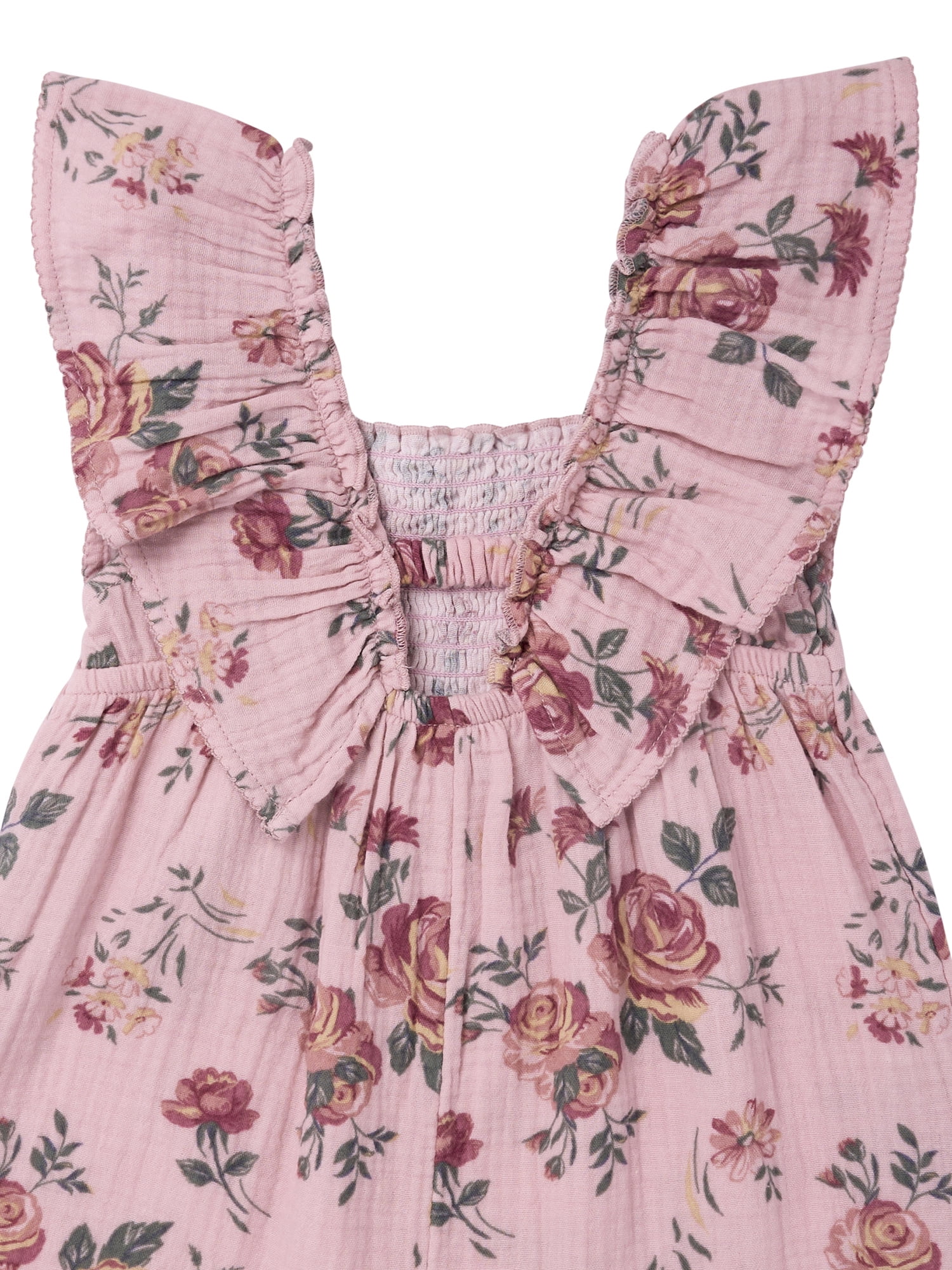 Modern Moments by Gerber Toddler Girl Flutter Romper with Smocking, Sizes 12 Months - 5T
