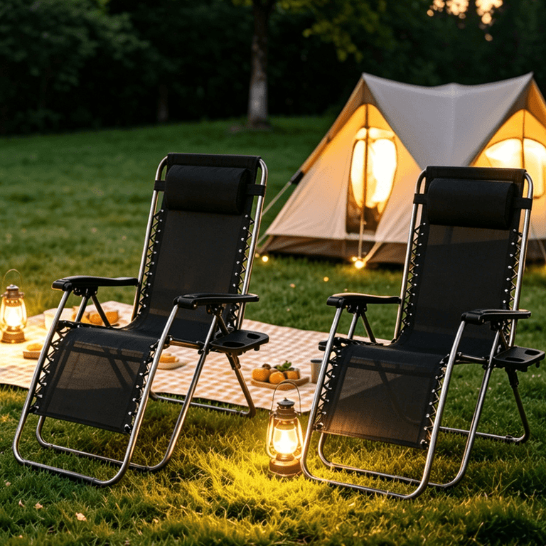 Zero Gravity Chairs, 2 PCS Outdoor Patio Folding Lawn Chair