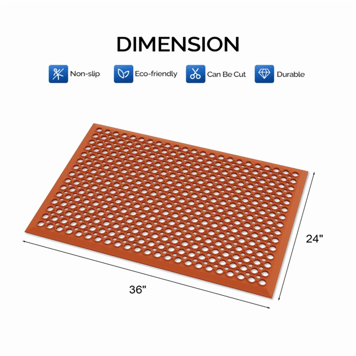 Floor Mat Non-Slip Anti-Fatigue Cushioned Mat, Waterproof Heavy Duty Mat for Kitchen, Garage, Workshop, Gym, Indoor & Outdoor Use