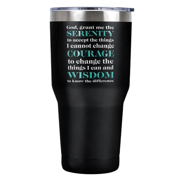 Serenity Prayer Courage Wisdom Stainless Steel Tumbler 30 oz Coffee Travel Cup, Vacuum Insulated & Double Wall with Leakproof Sliding Lid | Great for Hot Drinks and Cold Beverages