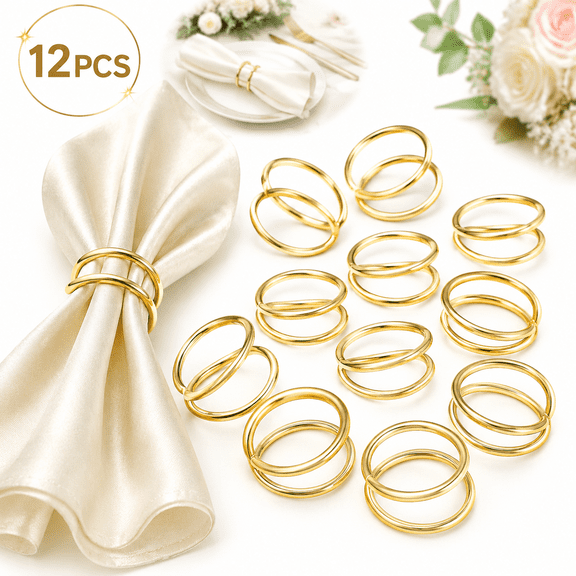 Gold Napkin Rings-12 PCS Metal Spiral Napkin Rings(Spiral) Napkin Holders Buckles for Family Dinner, Wedding, Party,Table Decorations