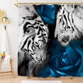 thumbnail image 4 of JOOCAR Tiger Couple Shower Curtain Set with 12 Hooks Washable Polyester Fabric 72"x72" inch, 4 of 7
