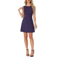 thumbnail image 1 of Vestido sin mangas de verano para mujer Inspire Chic, con escote barco, espalda descubierta, corte A, mini vestido, talla XL, color púrpura, 1 of 6
