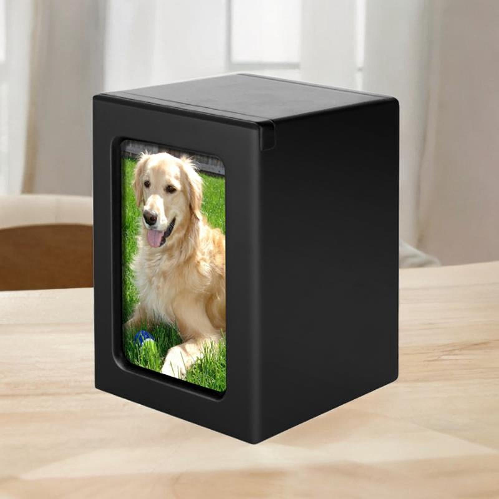 TOOYFUL Pet Cremation Urn Cat Urns Dog Souvenirs with Photo Frame Pet Memorial Box Memory Boxes Funerary Casket Wood Urn Memorial Urn black