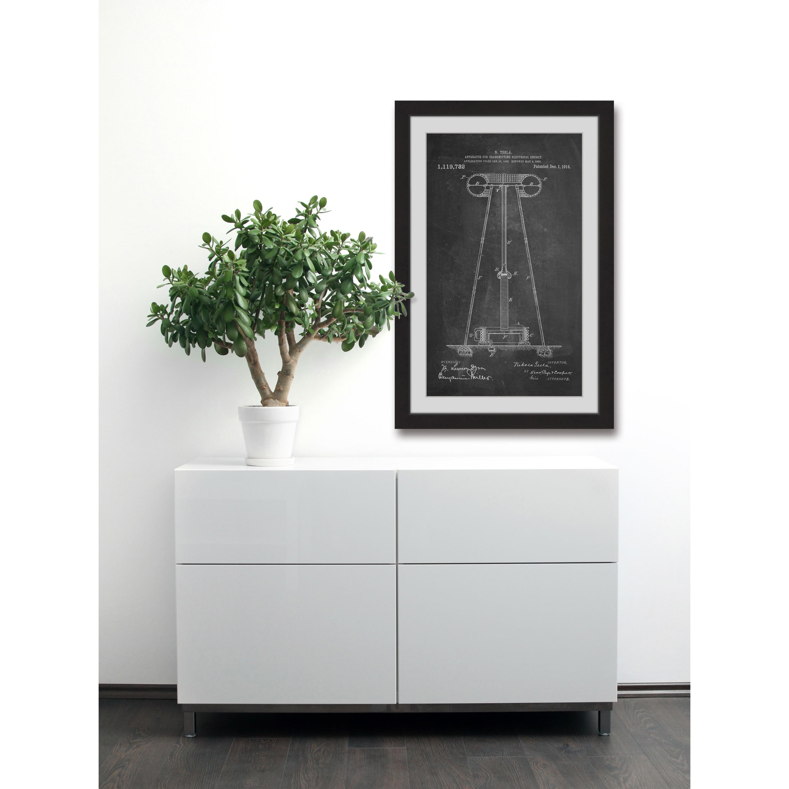 "Tesla Coil 1914 Chalk" Framed Painting Print